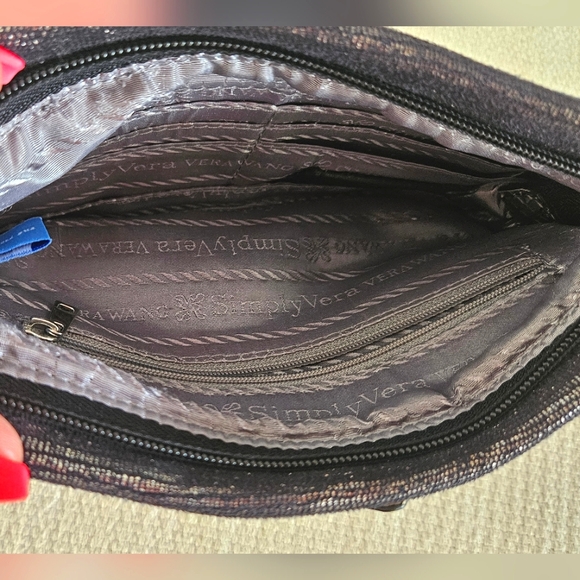 NWOT Vera Wang Black and Purple Iridescent Snake Skin Clutch - Picture 7 of 7